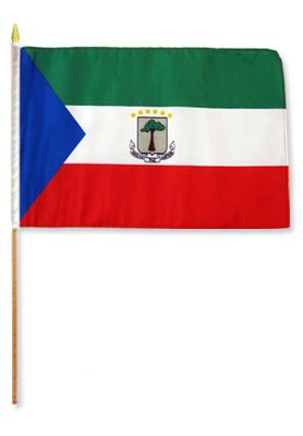 Bandera de palo montado de Guinea Ecuatorial de 12.0 x 18.0 in