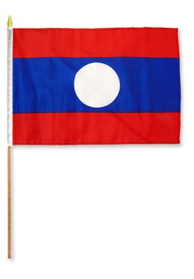 Laos 12in x 18in Mounted Flag