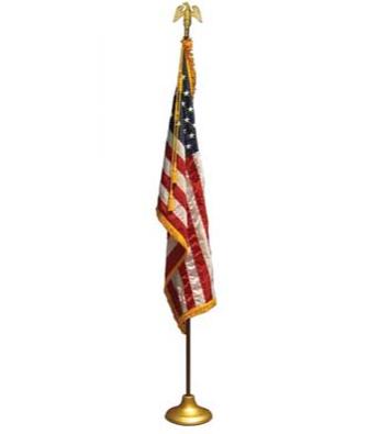 Juego de soporte de suelo de nailon estadounidense con poste de roble y bandera estadounidense de 4' x 6'