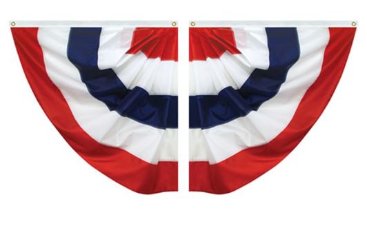 Pleated Patriotic USA Nylon Half Fans 3'x3'