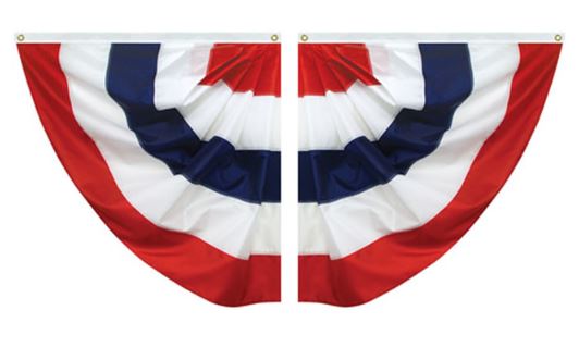 Pleated Patriotic USA Nylon Half Fans 3'x3'