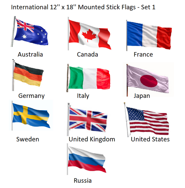 12 x 18) Set of 10 International Flags l Buy 1-800 Flags