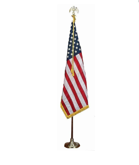 Juego de soporte de suelo de nailon de EE. UU. con poste de roble, tamaño de bandera de EE. UU. incluido 2-1-2' X 4'