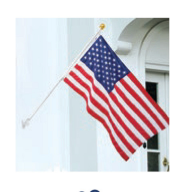 Juego de mástil de bandera blanco y bandera de EE. UU. de 3 pies x 5 pies para exteriores y soporte