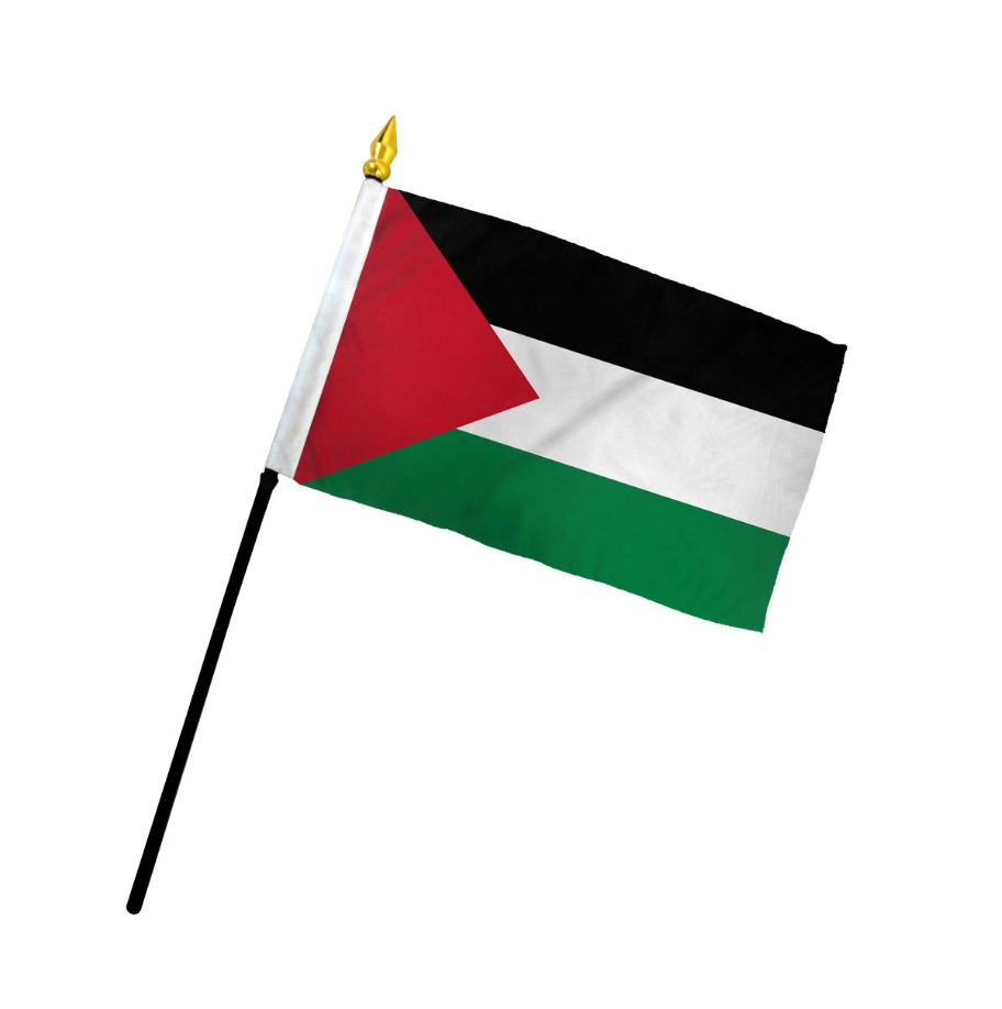 Banderas de palo de mano montadas de Palestina de 4 x 6 pulgadas (importadas)