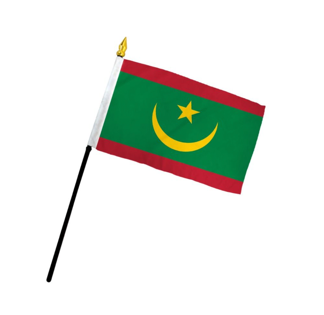 Banderas de palo montadas de Mauritania de 4 x 6 pulgadas (importadas)