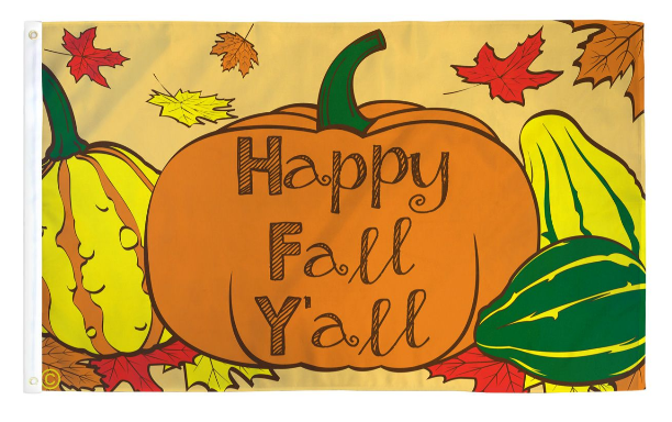 Fall Pumpkin Flag "Happy Fall Y'all" 3'x5' Polyester Flag