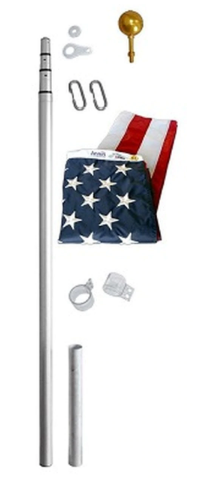 Heavy Duty Residential &amp; Commercial US Flagpole Set and 4x6 U.S Nylon Flag