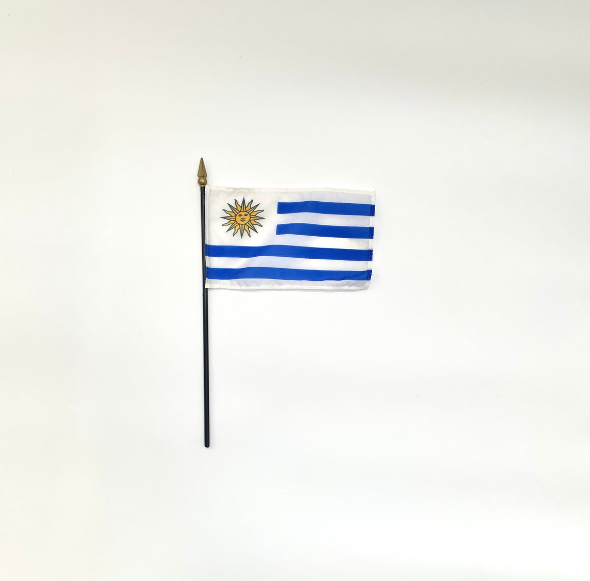 Banderas de palo de mano montadas de Uruguay de 4 x 6 pulgadas